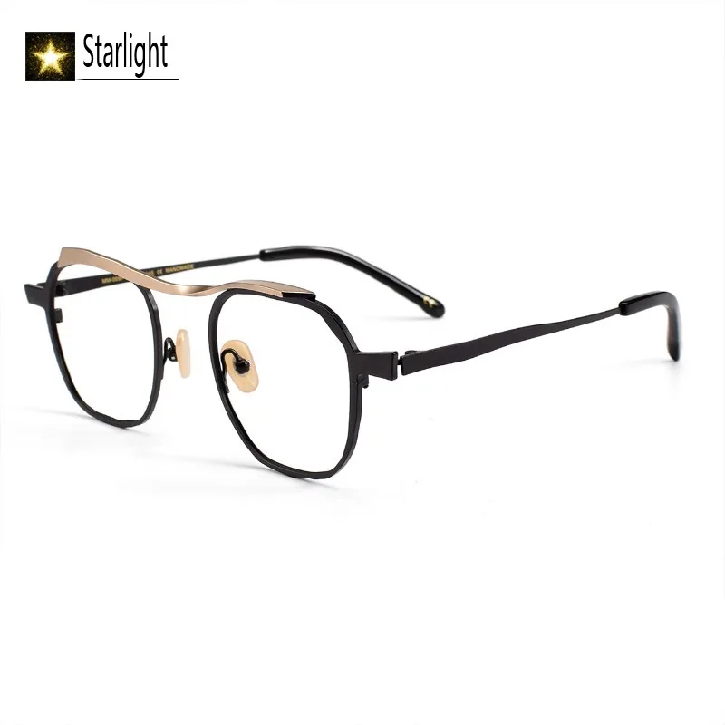 

2026 Высококачественные квадратные очки неправильной формы, мужские оправы для очков, мужские оправы из чистого титана, женские очки для чтения по рецепту, близорукость 143 мм