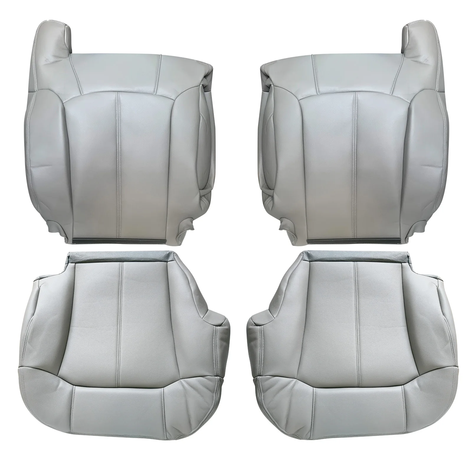 

Leather Seat Covers Gray Fit 1999 2000 2001 2002 Chevy Silverado 1500 2500