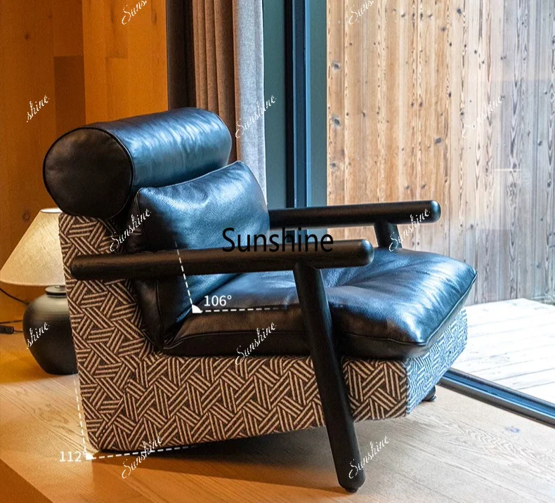 Retro single chair high-end full leather lazy leisure chair