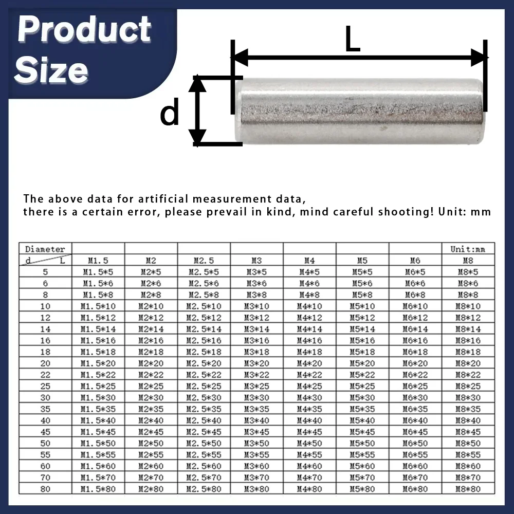 M1 M1.5 M2 M2.5 M3 M3.5 M4 M5 M6 M8 M10 M12 cylindrical pin locating stud 304 Stainless Steel Locat Fixed Parallel Pin GB119