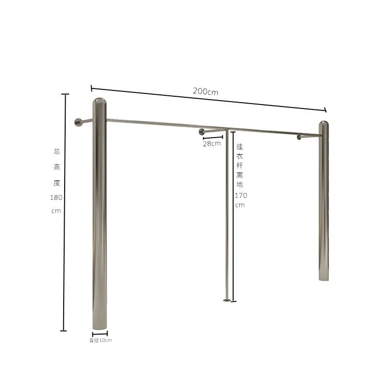Women's Clothing Store Display Rack Stainless Steel ins Clothing Store Hanging Rack Wall Display Rack Special-shaped