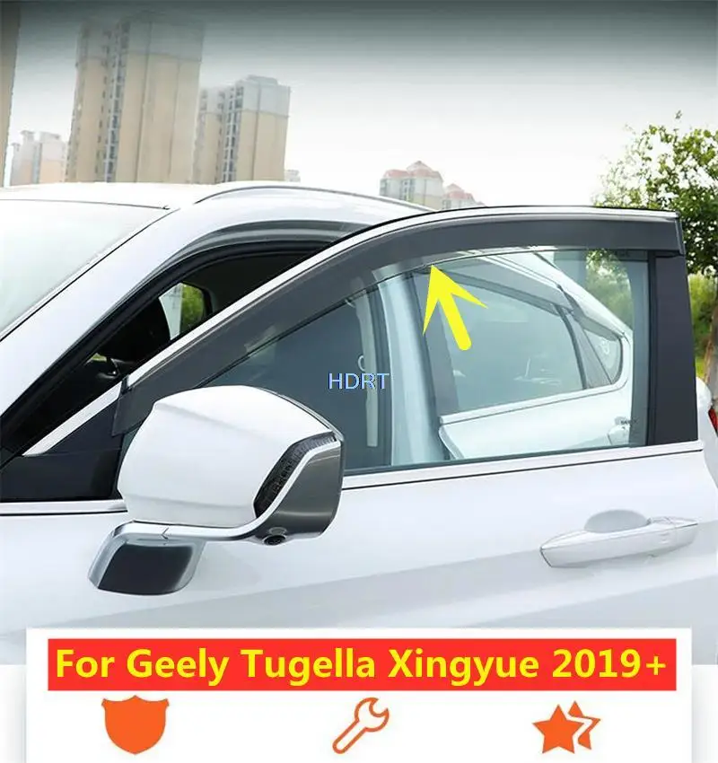 

Window Visor Deflector Vent Sun Shade Rain Guard Exterior Protection Part For Geely Tugella Xingyue FY11 2019-2021 Car Accessory