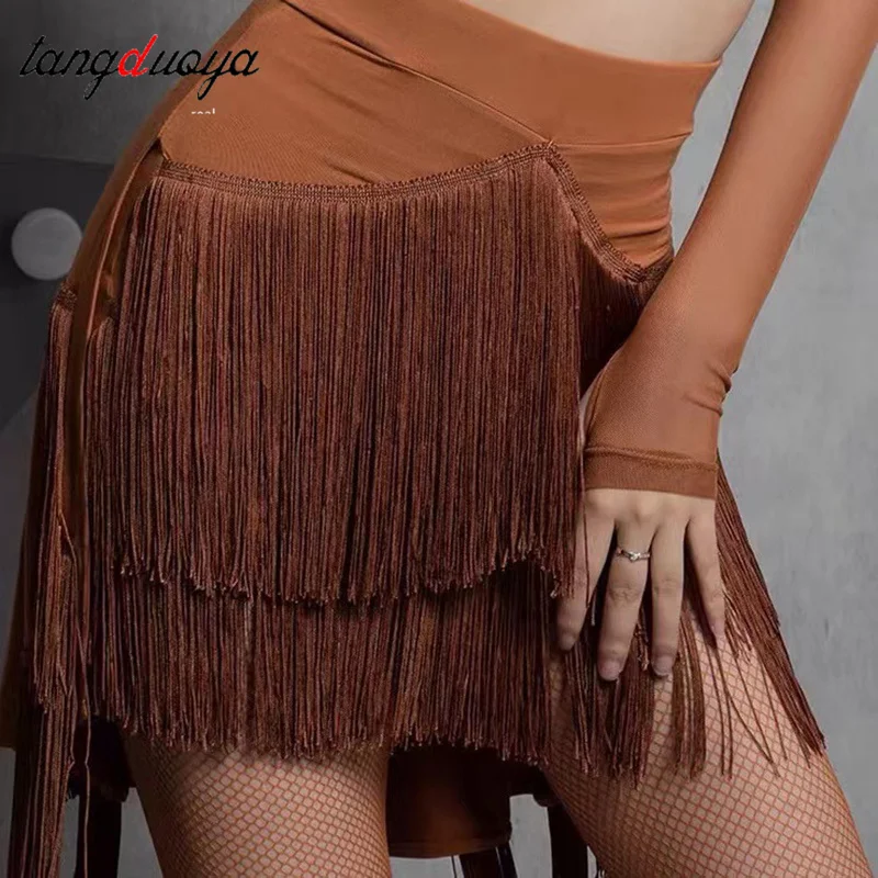 جديد إمرأة اللاتينية تنورة رقص غير النظامية شرابات قاعة الرقص رومبا سامبا Dancewear الإناث الرقص التدريب تشاتشا أداء زي