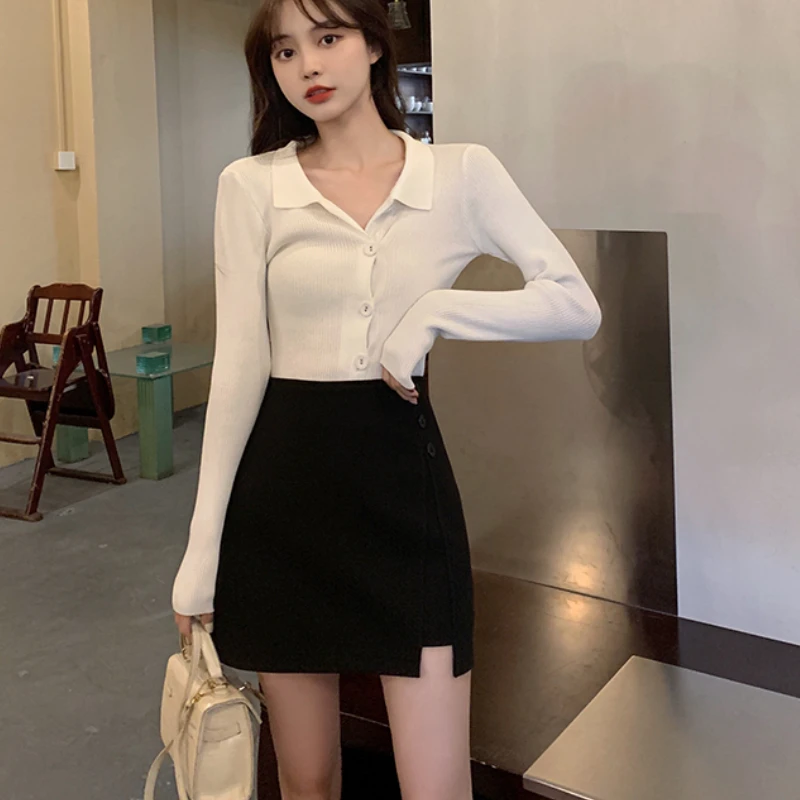 Skirts Women Design Korean Style All-match Lady Elegant Spring High Waist Slim Soft Streetwear Daily Retro Leisure  Faldas