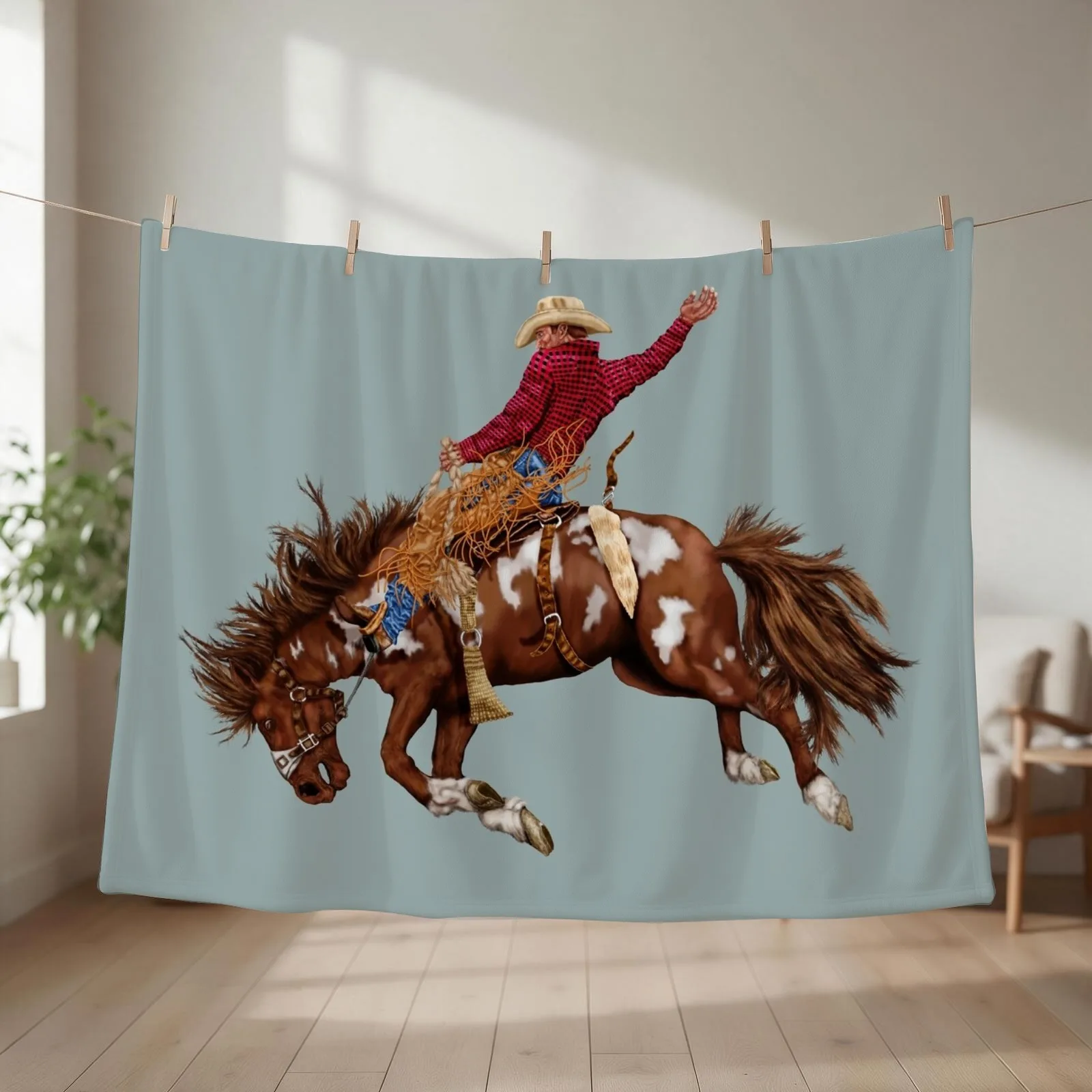 Vintage rodeo cowboy Throw Blanket couch cozy soft plush fuzzy picnic outdoor blanket