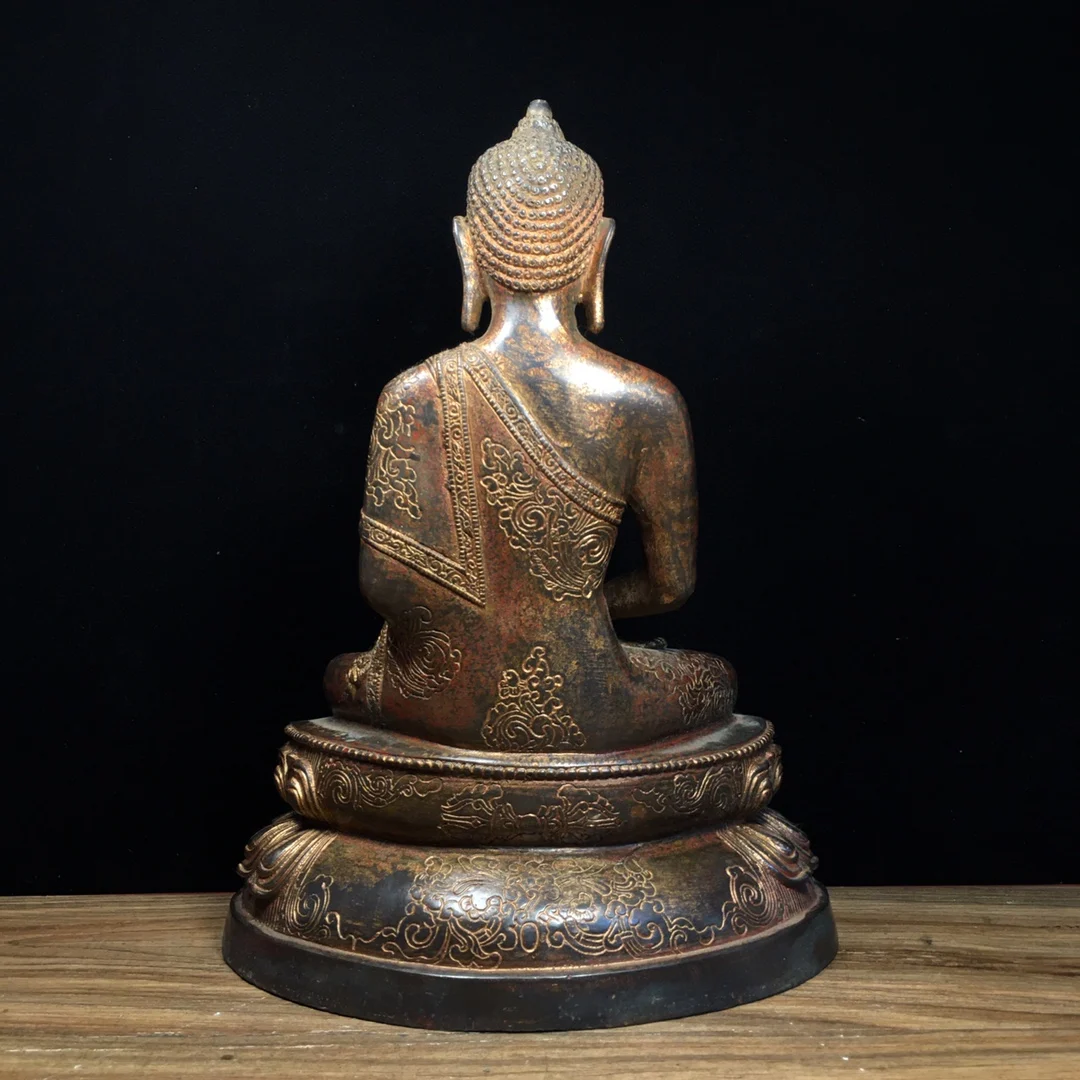 Pharmacist Buddha Pure copper Buddha Shakyamuni Buddha Length 23cm, width 16cm, height 29.5cm, weight 3240g bronze statue