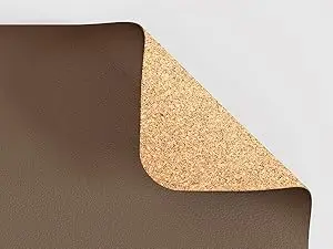 Double-Sided Desk Pad, Leather Desk Mat, Eco Cork Desk Pad Protector, Large Mouse Pad Waterproof Desk Writing Pad for Office