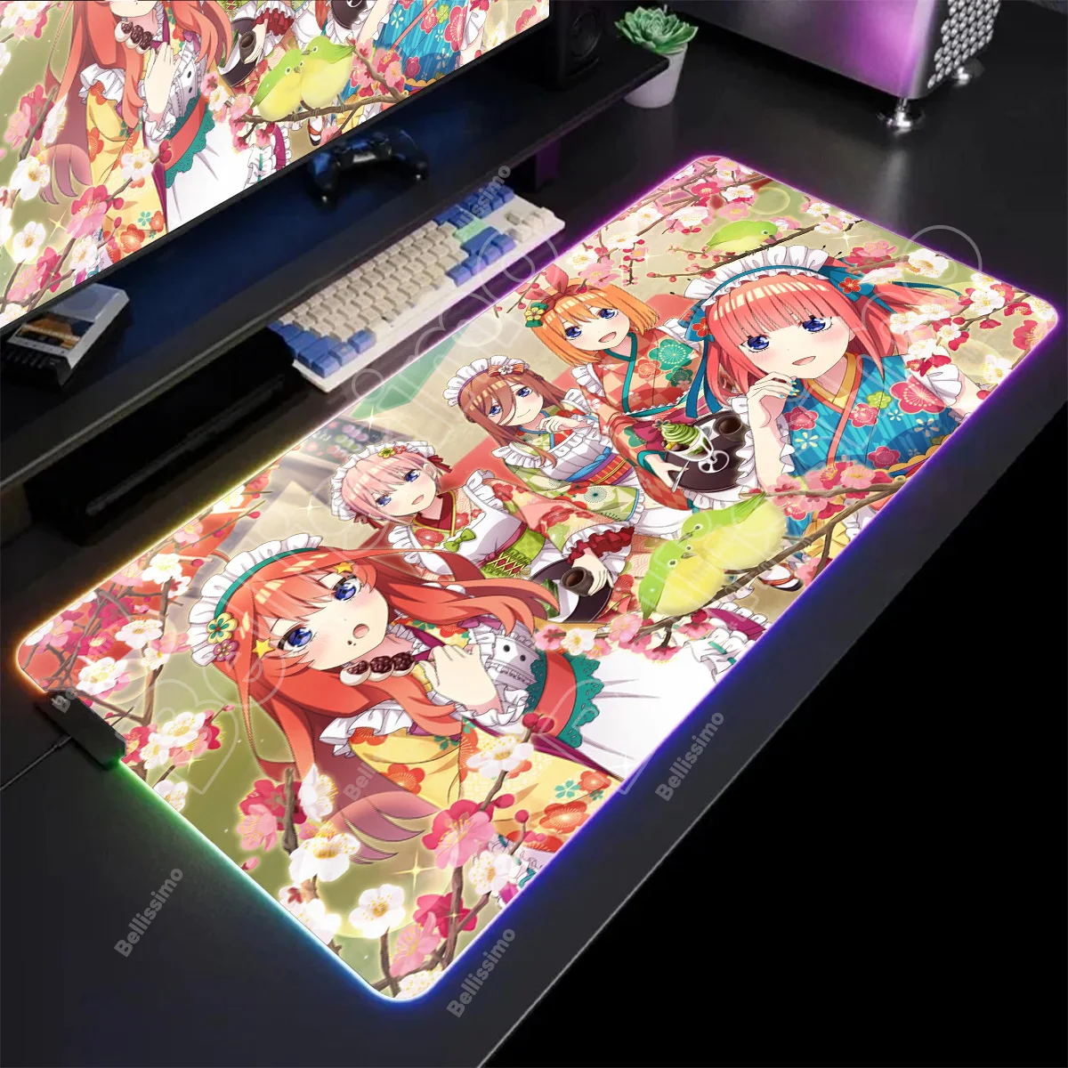 

The Quintessential Quintuplets Anime RGB Mouse Pad Game Accessories XXL Mousepad Pc Desk Mat Carpet Kawaii Girl Gaming Mause Mat
