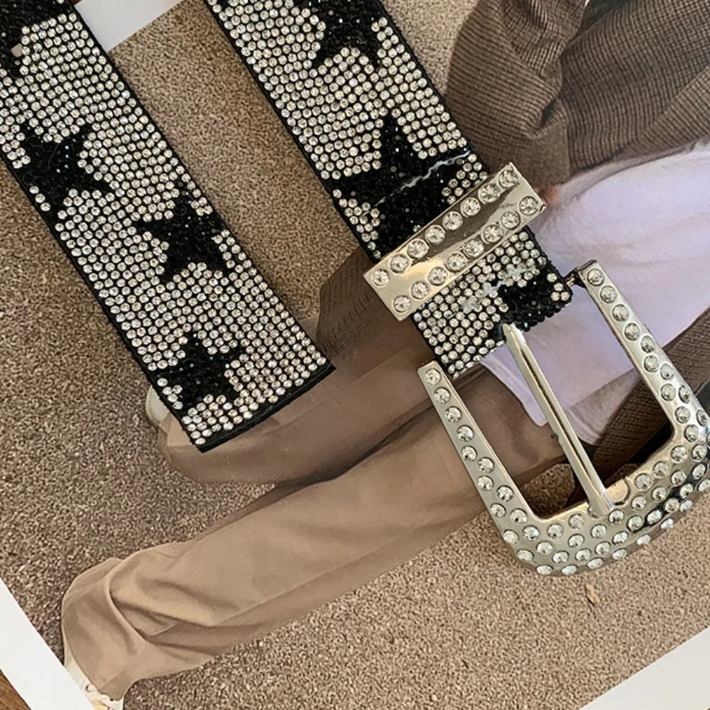 

Trendy Y2K Five-Pointed Star Belt Strap Buckle Vintage Shiny Star Waistband Exaggerated Punk Jeans Decor Waist Accessories