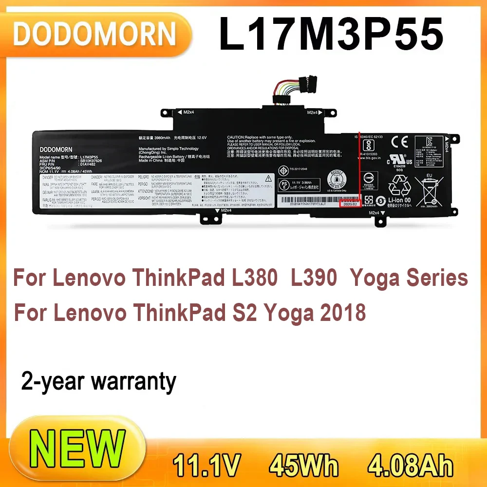 Batería de ordenador portátil L17M3P55 para Lenovo Thinkpad S2 Yoga L380 L390 Thinkpad Yoga S2 2018 Series L17L3P53 L17C3P53