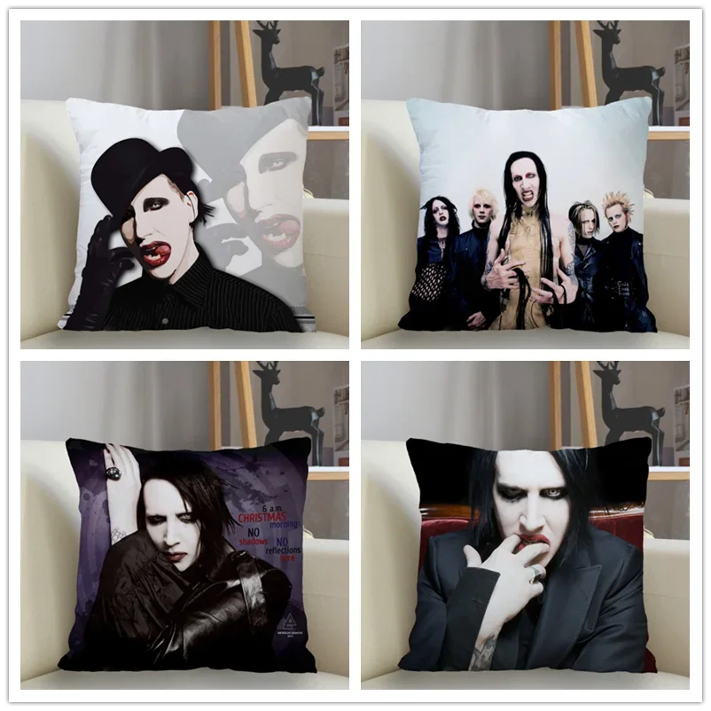 Musife Custom Marilyn Manson Pillowcase Home Decoration 45*45cm Zipper Square Pillowcase Throw Pillow Cover Drop Shipping