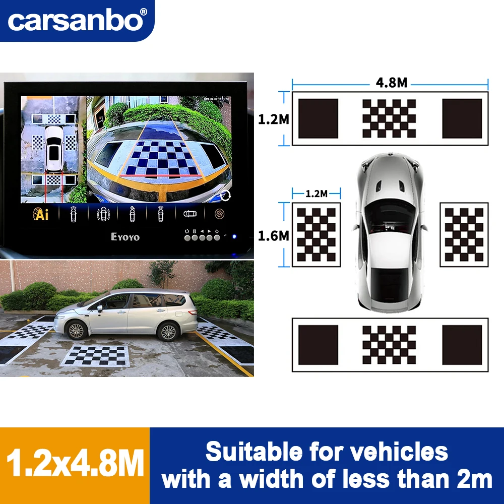 Carsanbo 3D Correction Calibration Cloth for Car 360° Surround Bird View Panoramic Image System Bus RV Splicing Debugging Cloth