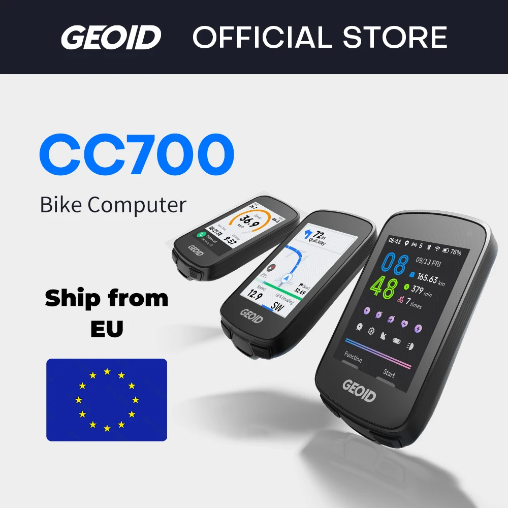 Ordinateur de vélo GPS GEOID CC700 avec écran couleur, odomètre et compteur de vitesse sans fil, étanche IPX7, multilingue