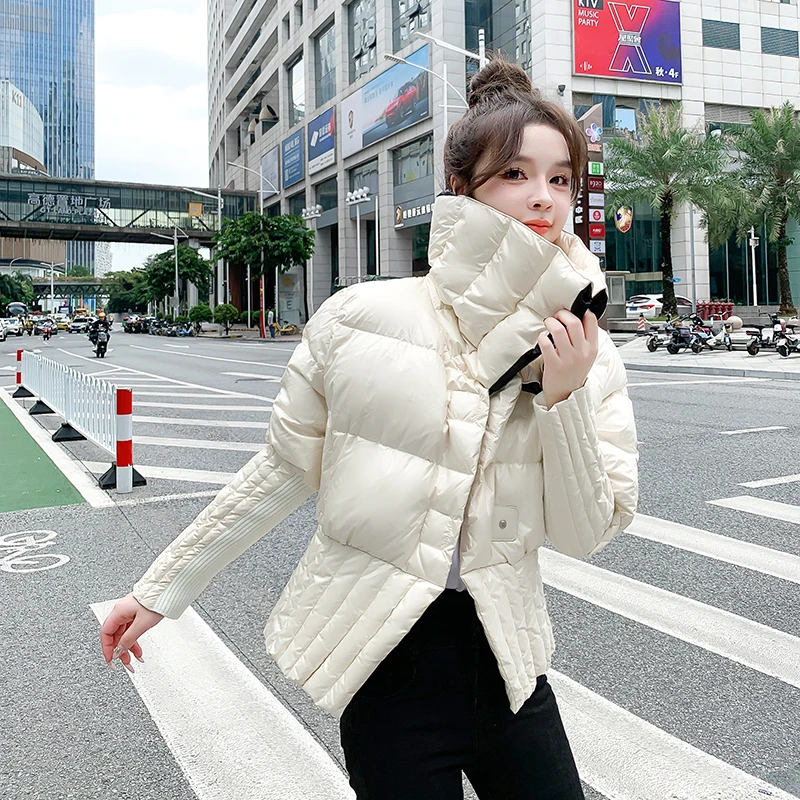 

Lightweight down cotton jacket for women's short style large lapel 2023 new small fragrant long sleeved jacket MC39640165