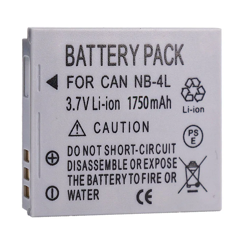 1750mah NB-4L NB4L NB 4L Rechargeable Battery For Canon IXUS 40 30 50 55 S5 WA60 TX1 DS4 SD960 IS 255 HS Camera