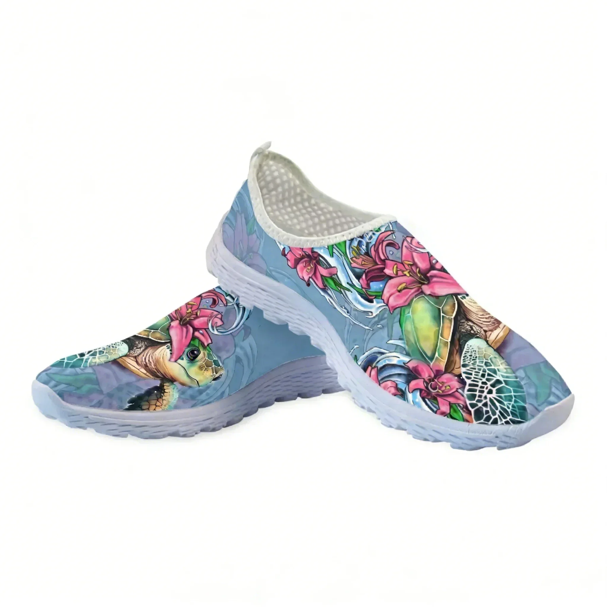 

Polynesian Turtle Hibiscus Print Mesh High Quality Sneaker Women Men Teenager Casual Fashion Custom Made Tennis Flat Couple Shoe