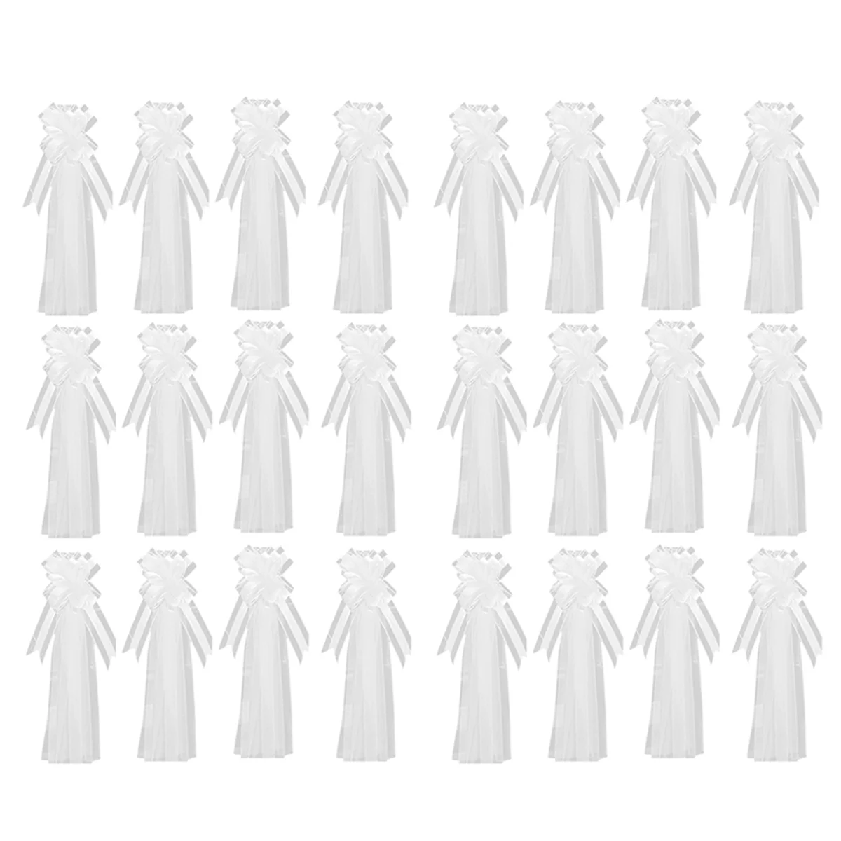 

M12K24X Large White Wedding Pew Bows with Long Tulle Wedding Pew Bows Chair Aisle Decorations Wedding Car Decoration
