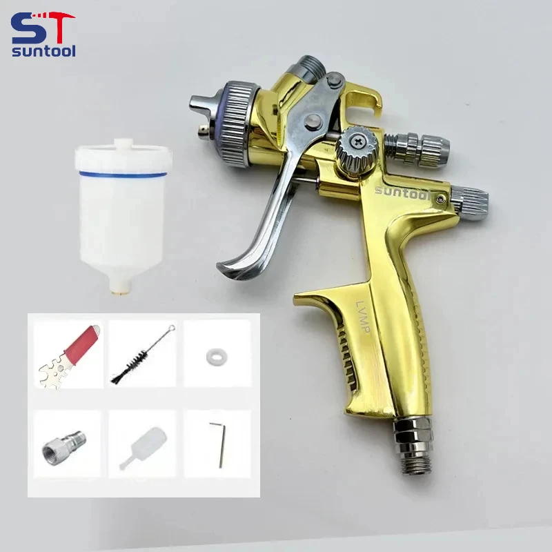 Suntool 1.3MM/1.7MM Nozzle Gold 4000B LVMP Spray Gun Air Paint Spray Guns Airbrush For Painting Car Aerograph Repair Spray Gun