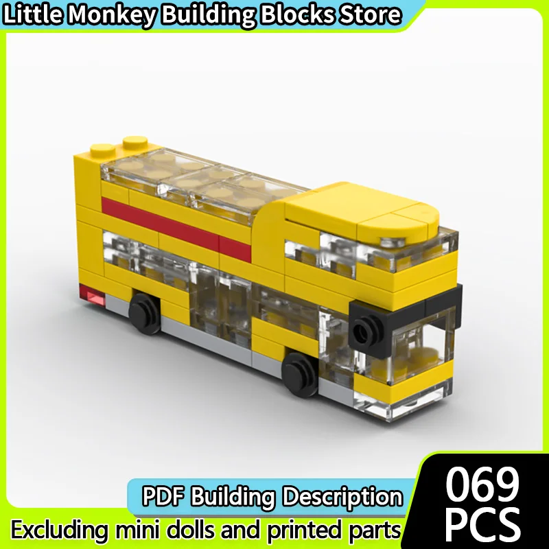 City Car Model MOC Building Bricks Micro Sightseeing Bus Modular Technology Children Holiday Gifts Assemble Toys Suit