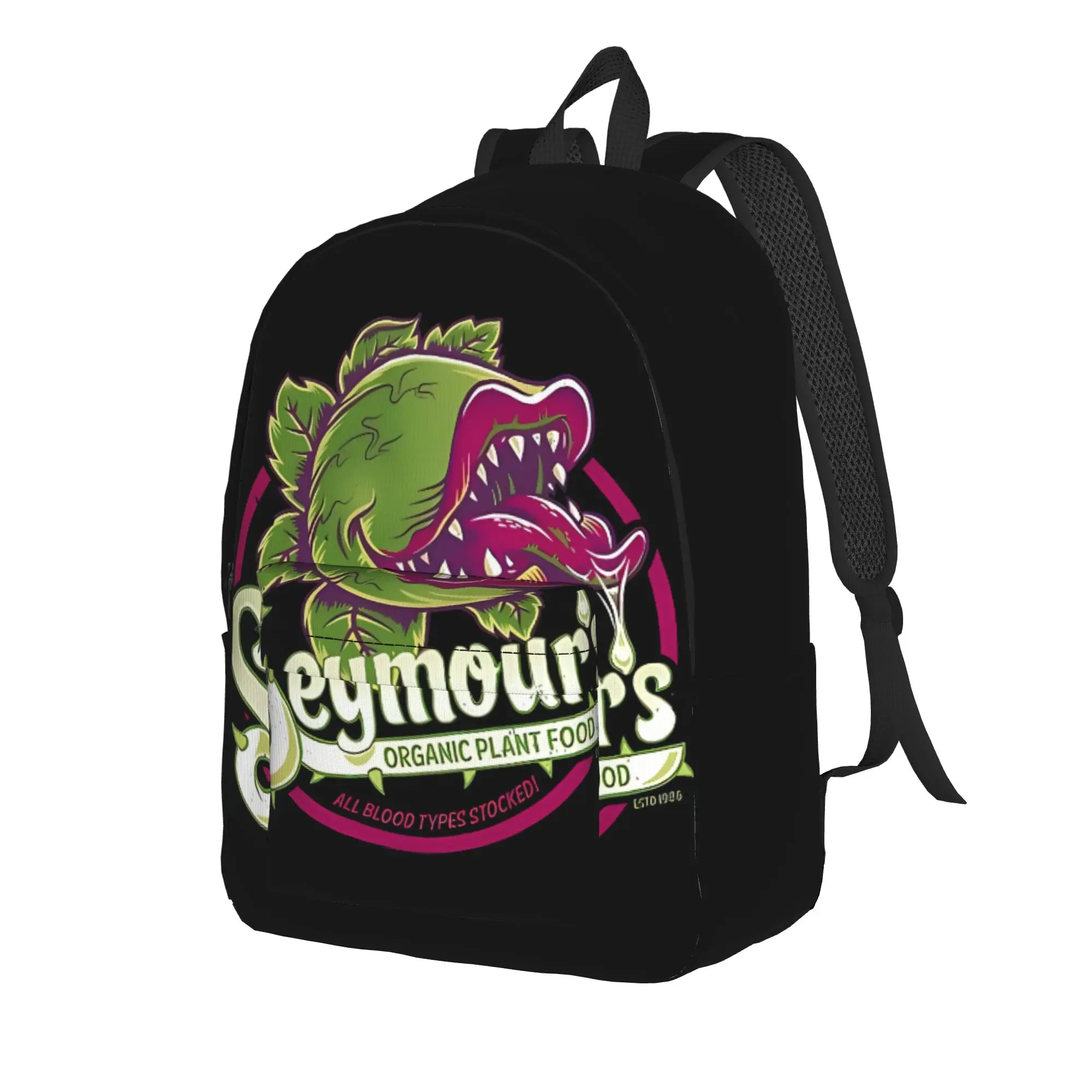 Back to School Season Zipper Closure Creepy Potted Flora  Knapsack Little Shop of Horrors Female College Bag Backpack