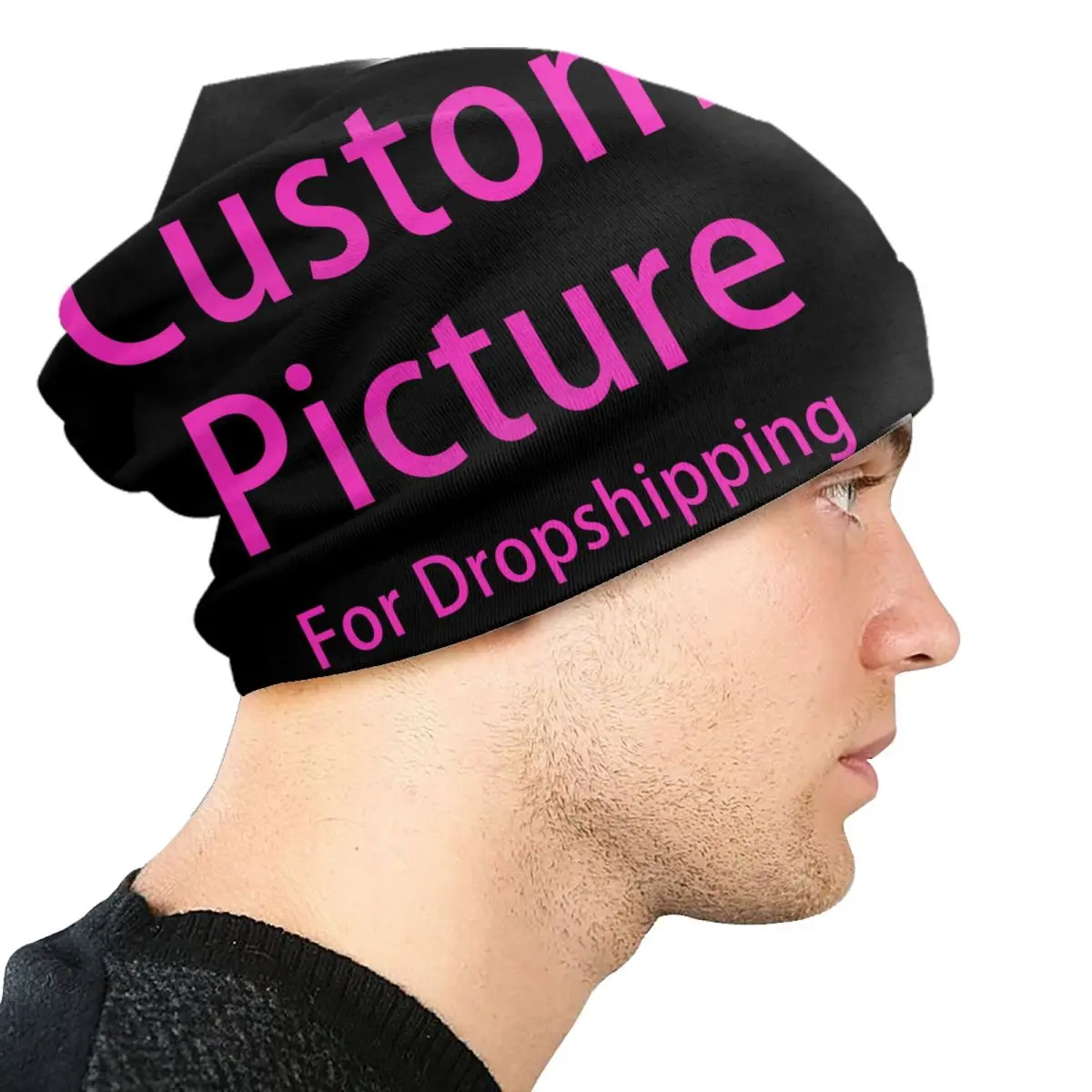 Personalized Photo Logo Skullies Beanies Caps Winter Warm Knit Hat Men Women Cool Adult DIY Print Bonnet Hats Outdoor Ski Cap