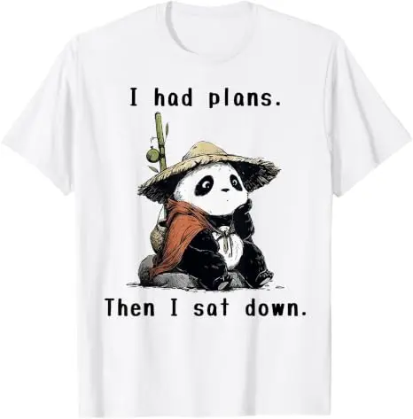 Ich hatte Pläne, dann setzte ich mich hin - Lazy Panda T-Shirt Y2k Niedlicher Lazy Panda Humor Süße Asiatische Ästhetik Kleidung Grafik-Schriftzug T-Shirt Geschenke – Detail 12