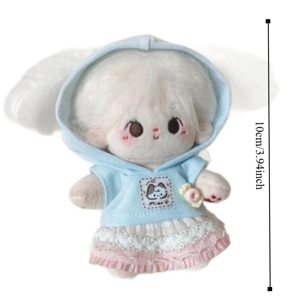 Hedgehog camiseta 10cm algodão boneca roupas listrado chapéu terno roupas de boneca roupa engraçado adorável boneca vestir-se conjunto presente das crianças