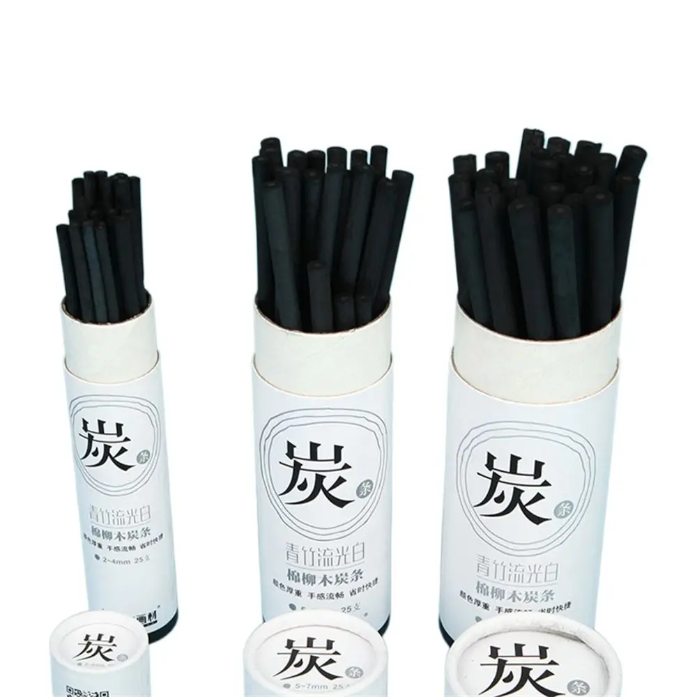 Palos de carbón de Color negro, barras de carbón de vid de sauce, sensación cómoda, lápices de carbón de dibujo profesional