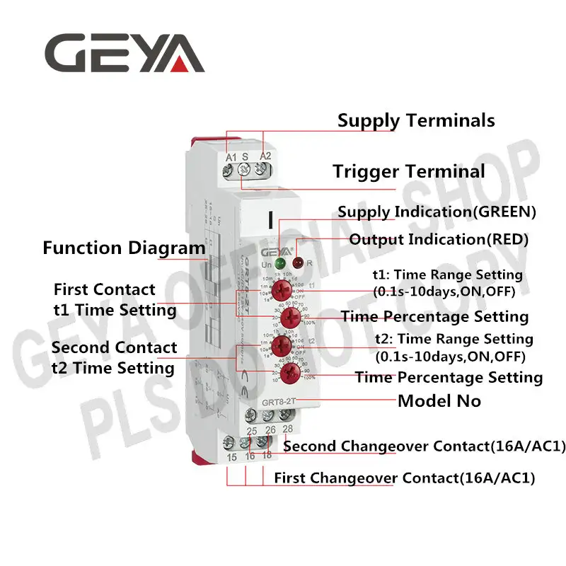 GEYA GRT8-2T Double Delay on Time Relay 220V AC/DC Relay 12V 24V Adjustable on Delay Timers 50/60Hz - Image 5
