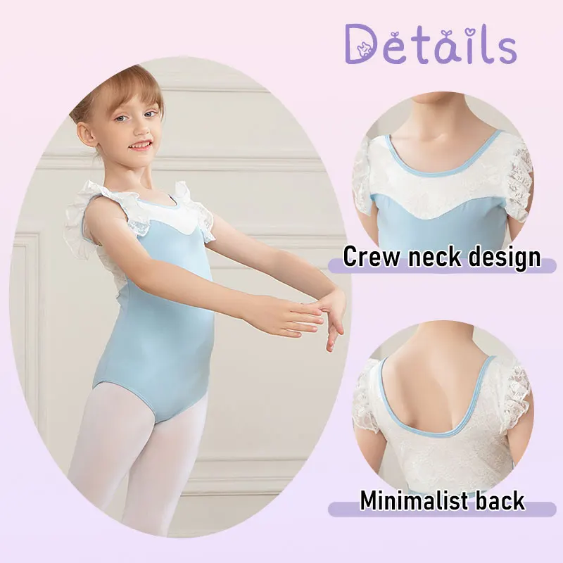 SWDZM Girls Ballet Leotards Clothes Ballet Dance Bodysuit Kids Ballet Costume Candy Color Dance Leotard Low Back Child Gymnastic