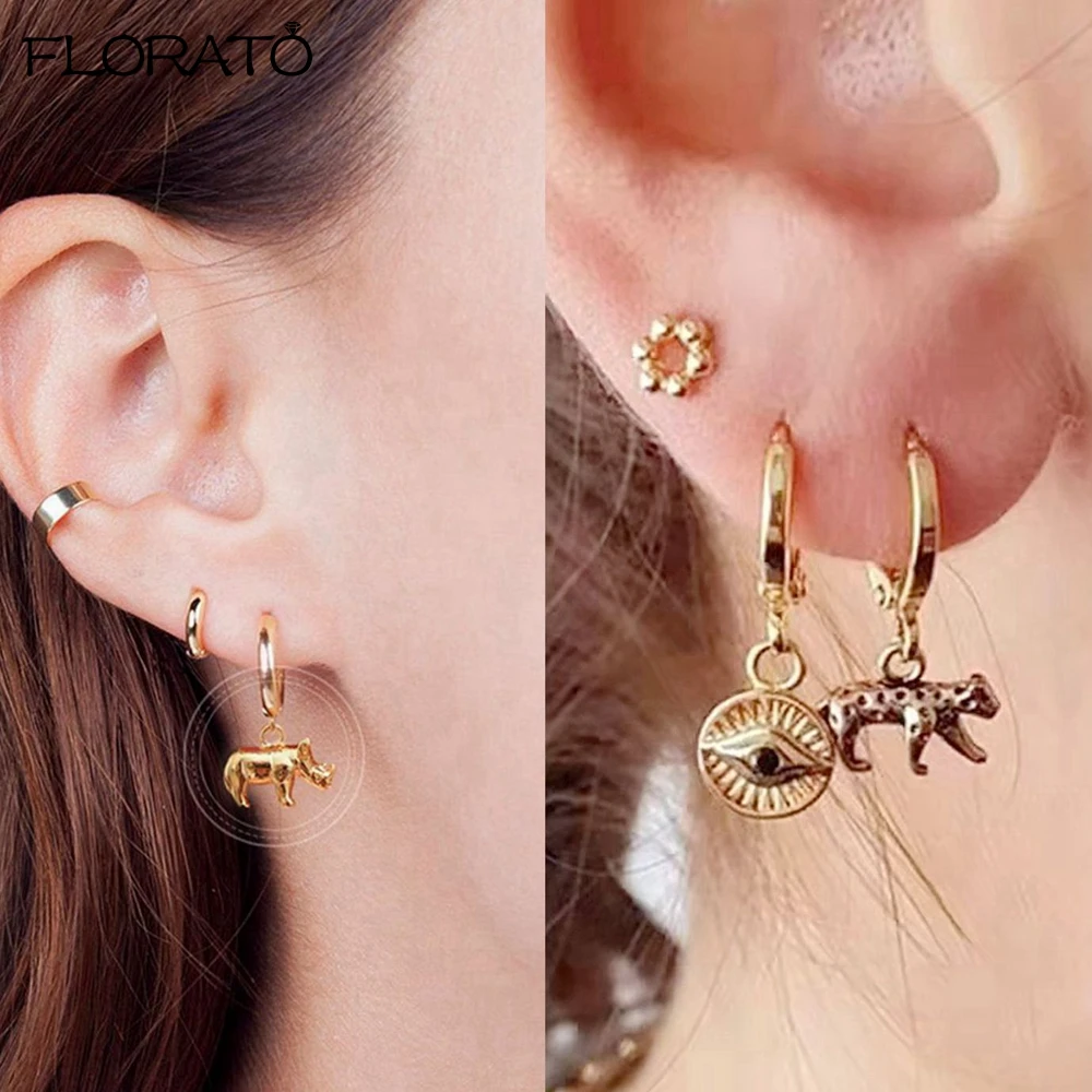 925 스털링 실버 바늘 절묘한 곤충 펜던트 귀걸이 여성을위한 2025 새로운 작은 후프 귀걸이 패션 쥬얼리 도매