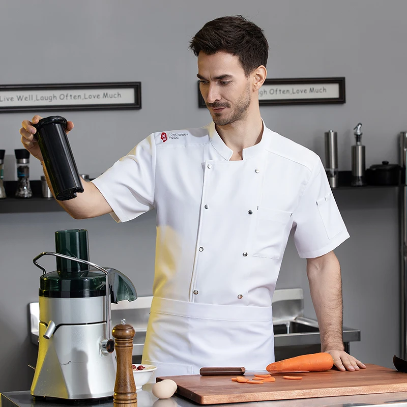 الشيف عمال المطبخ سترة قميص السوشي كوك الملابس مطعم النادل معطف فندق تقديم الطعام موحدة قصيرة الأكمام كوك زي