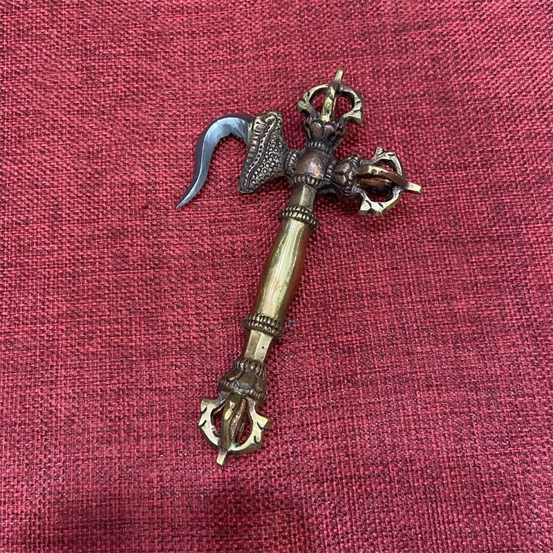 

Nepal Tibetan style copper and iron carved Vajra pestle Vajra hook home ornament five strand Vajra hook Buddhist supplie