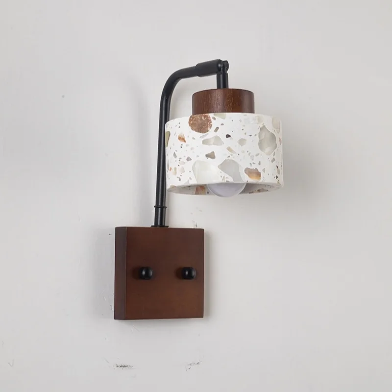 IWHD Mid Century Modern LED Wall Lights For Home Lighting Living Room Stair Pull Chain Switch Terrazz Bedroom Lamp Lampara Pared