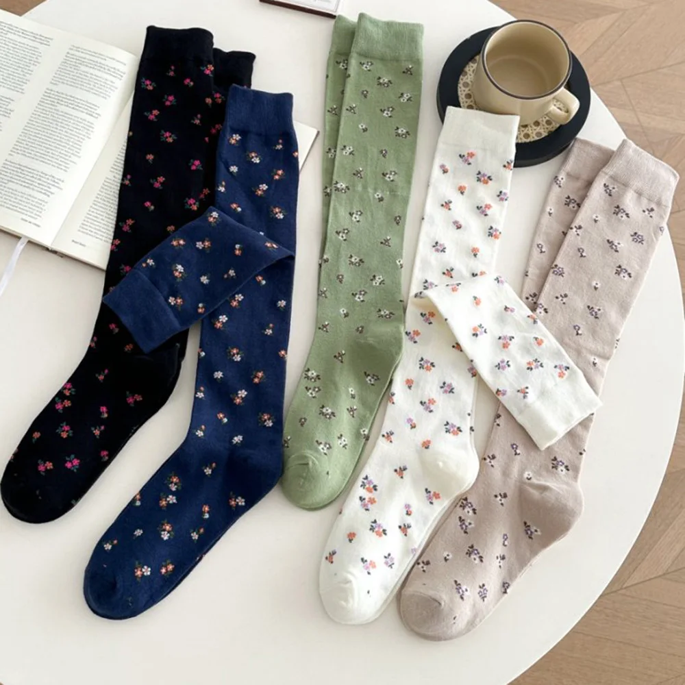 

Cute Print Happy Women's Calf Socks Korean Style Street Cycling Leg Warmer Autumn Winter Daily Casual Long Stockings Woman