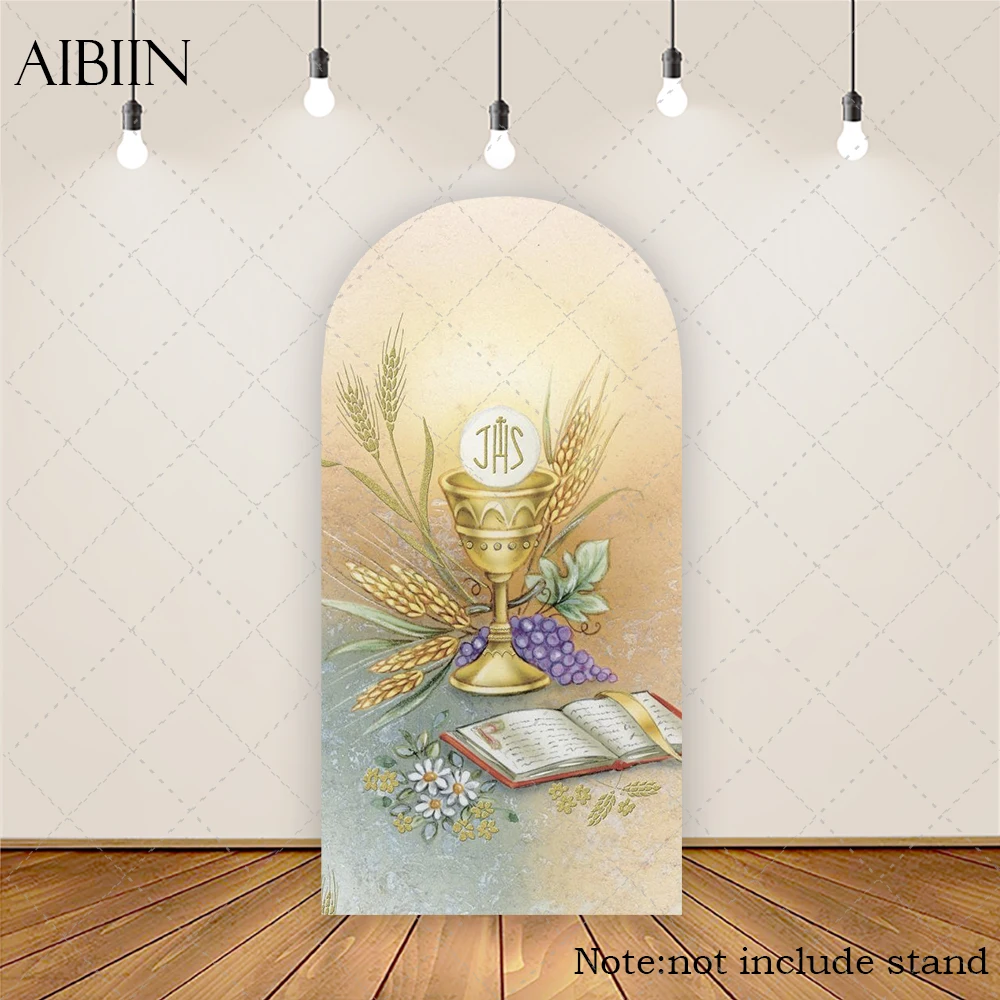 غطاء خلفية على شكل قوس للمناولة الأولى من JHS، لافتة حائط بخلفية مقوسة لحفلات المعمودية #3