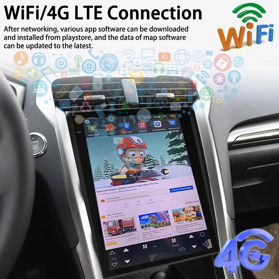 8GB + 256GB 12.1Inch Tesla Screen Car Multimedia Video Player For Ford Mondeo 2016 Fusion Radio Android 14 GPS Stereo Head Unit