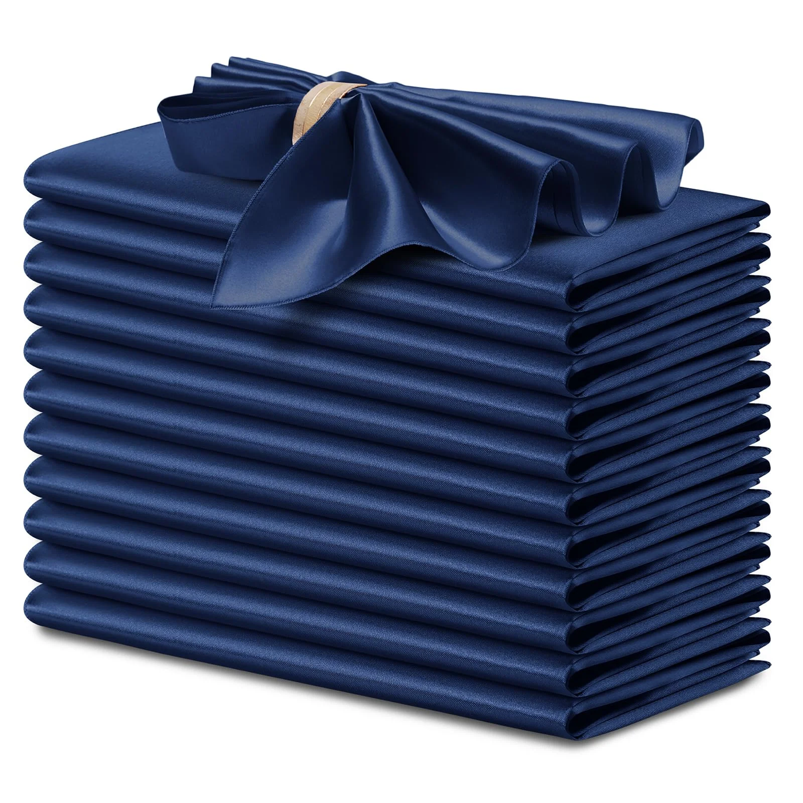 Silky Navy Blue Satin Napkins 17 X 17 Inches, Square Smooth Wedding Dinner Napkins Satin Cloth Napkins Table Napkins for B