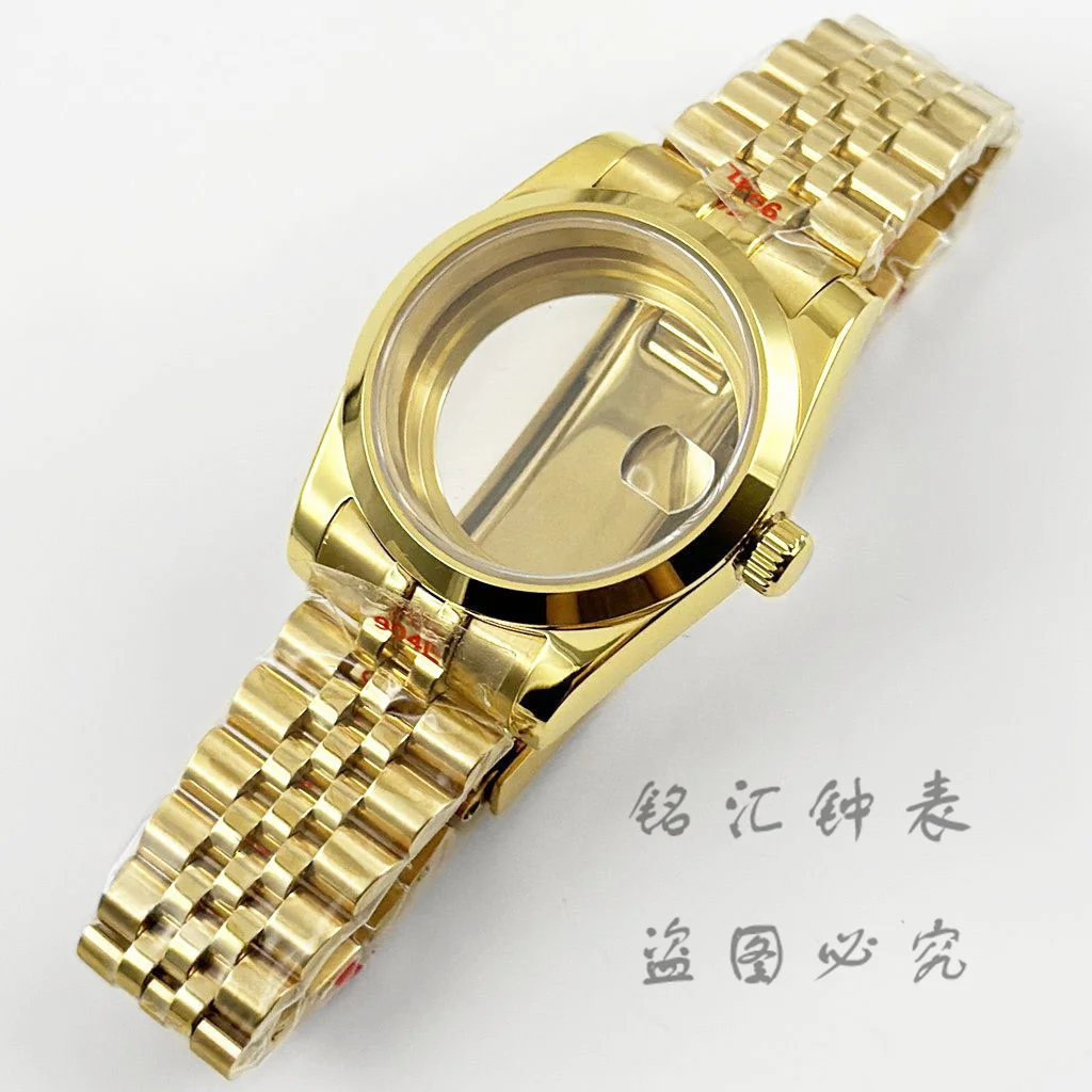 36MM/40MM Sapphire Crystal Gold Watch Case Fit NH34 NH35 NH36 ETA 2824 PT500 Movement Lock Clasp Bracelet 316L Stainless Steel