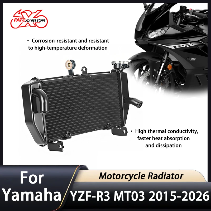 

Motorcycle Engine Aluminium Radiator For Yamaha YZF R3 MT 03 2015-2026 Water Tank Cooling Cooler For YZF-R3 MT-03