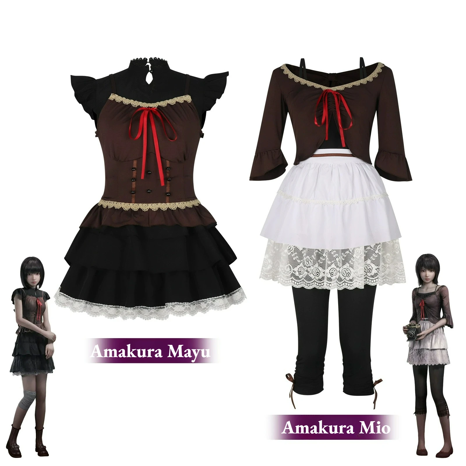 

Game Fatal Frame II Crimson Butterfly Amakura Mio Amakura Mayu Cosplay Costume Women Cos Clothes Uniform Halloween Scary Outfits