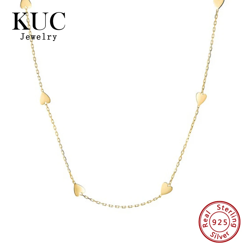 

Hot Sales Minimalist Exquisite Custom Chain Fine Jewelry 925 Sterling Silver Choker Multi Tiny Heart Necklaces for Girls