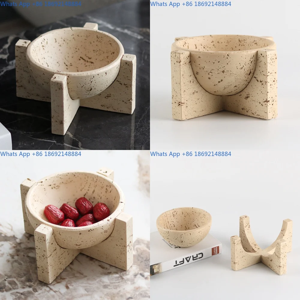 

Wabi Sabi Style Marble Look Stone Tray Fruit Bowl Decorative Art Cross Base Dish Home Accessory