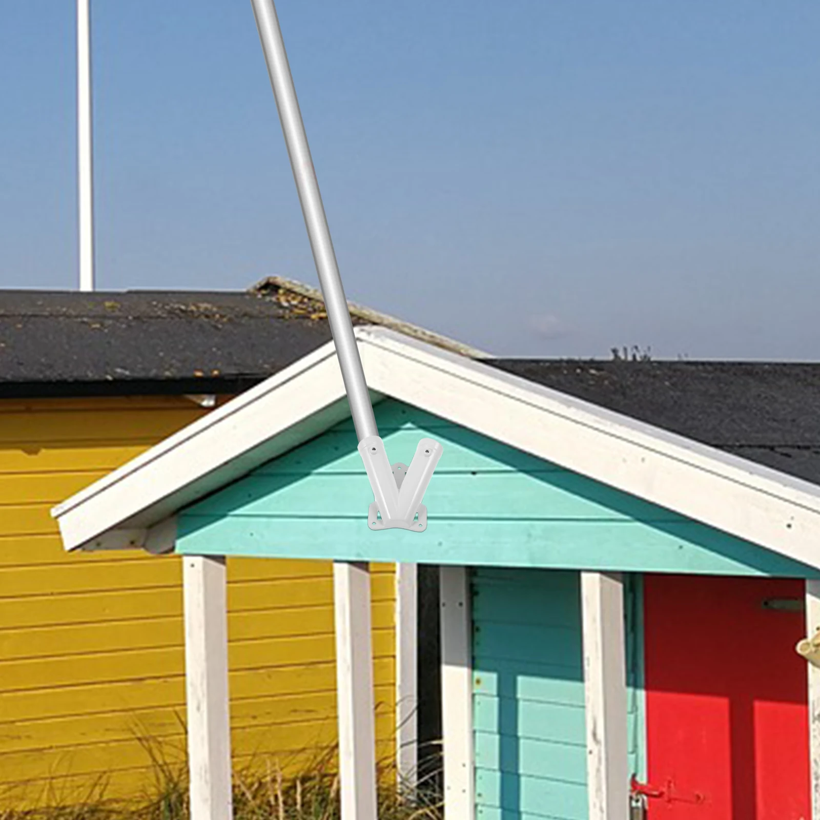 

1 Set V-Shaped Flagpole Holder Wall Mount Double Holes Metal Fixing Rack For Outdoor Adjustable Stand National Day Celebration