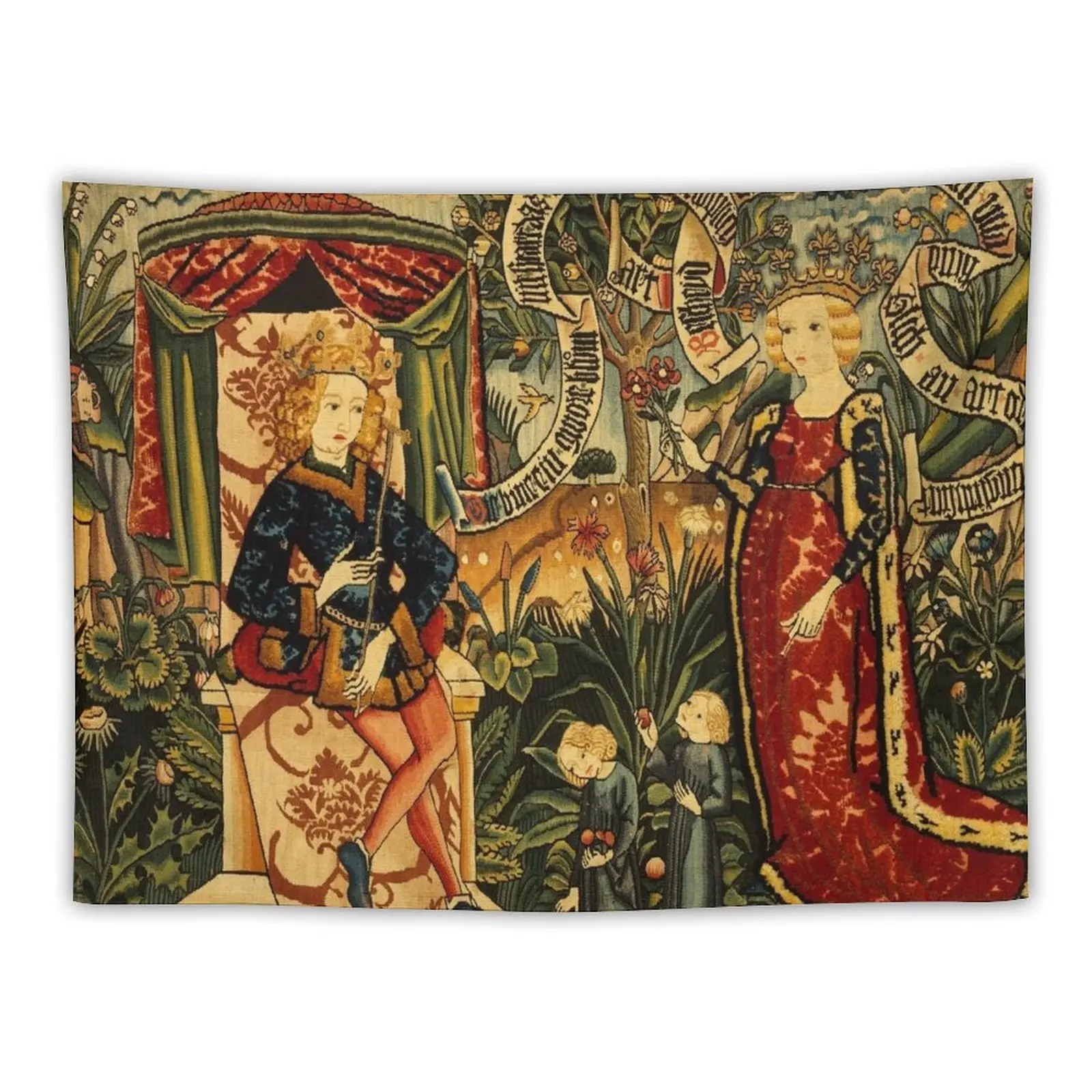 Two Riddles of the Queen of Sheba, Medieval Tapestry Room Decor Cute Decoration Wall Tapestry