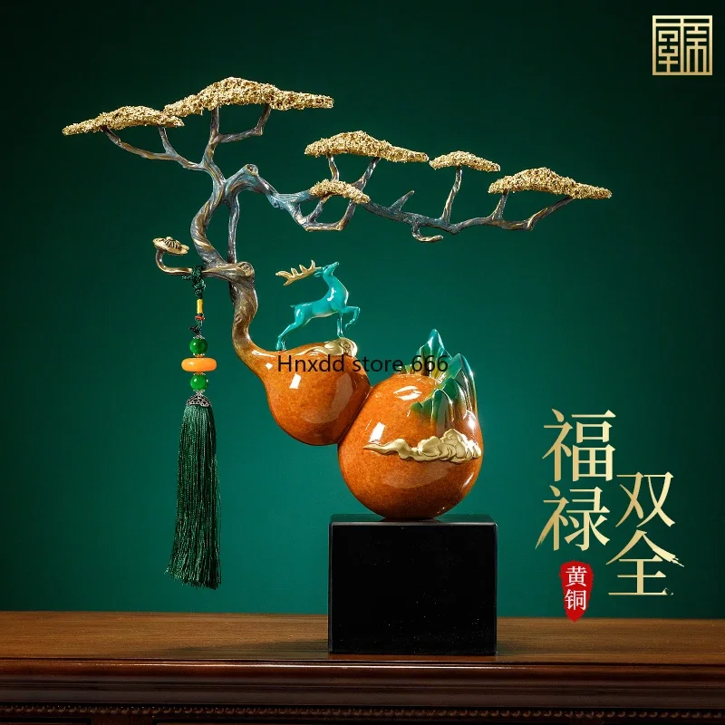 All-copper new Chinese gourd ornaments, living room entrance, high-end office decoration gifts