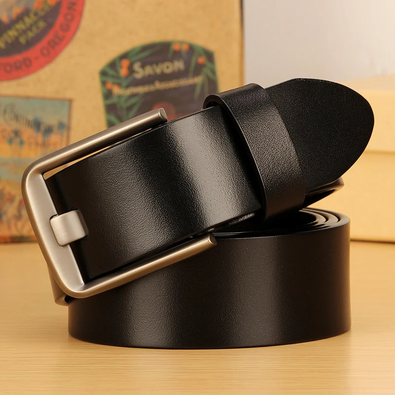 Cinture moda di alta qualità da 3.8CM per uomo cintura in vera pelle di mucca retrò cintura in pelle da uomo per Jeans colore nero e caffè