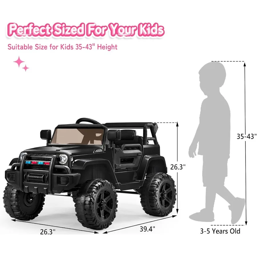 リモコン付き四輪駆動12Vバッテリー搭載トラック、LEDヘッドライト/ホーンボタン/MP3プレーヤー/USBポート/前進機能付き