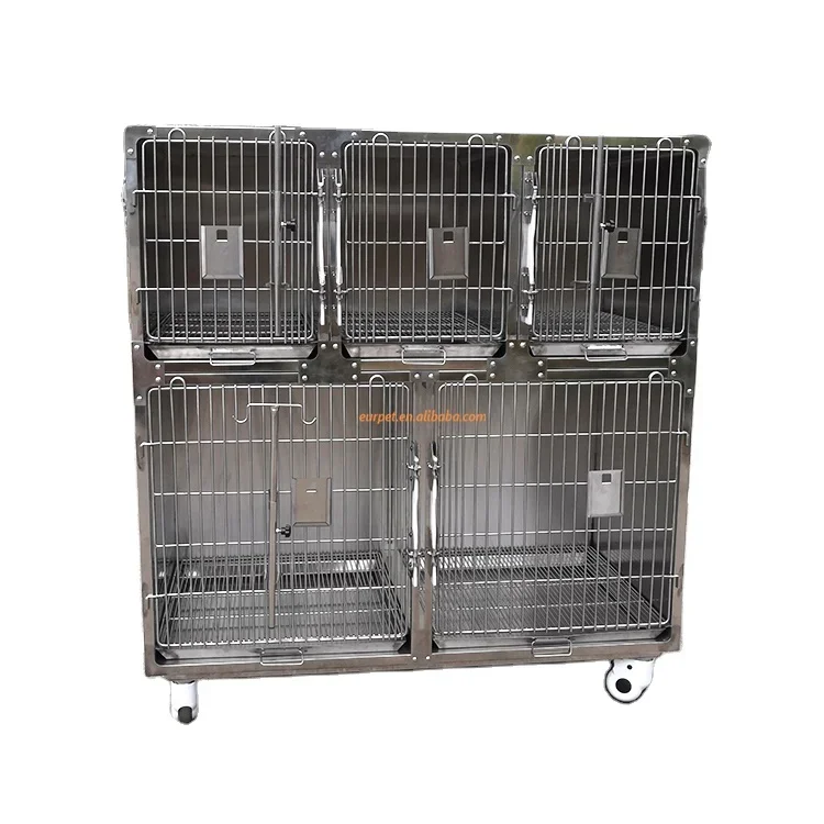 EURPET Veterinary Clinic Hospital Equipment Animal Rabbit Cat Injection Cage With Dirty Tray