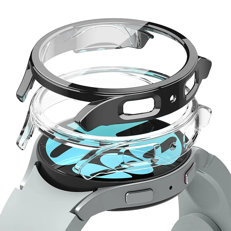 TPU-Hülle für Samsung Galaxy Watch 7-6-5-4-FE 40 mm 44 mm, vollständige Schutzhülle, Silikon-Stoßstange, Displayschutzfolie, Uhrenzubehör